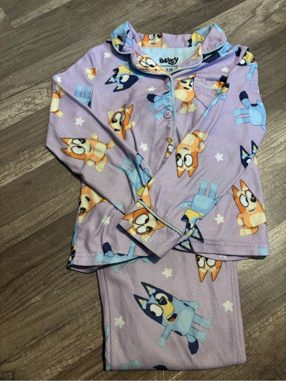 Kids Lavender Character Fleece Pajama Set - Cozy Button-Front Top & Pants